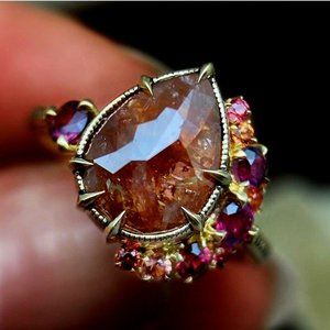 Gold Plated Rhinestone Ring, Purple Color Gemstone, Sizes 10